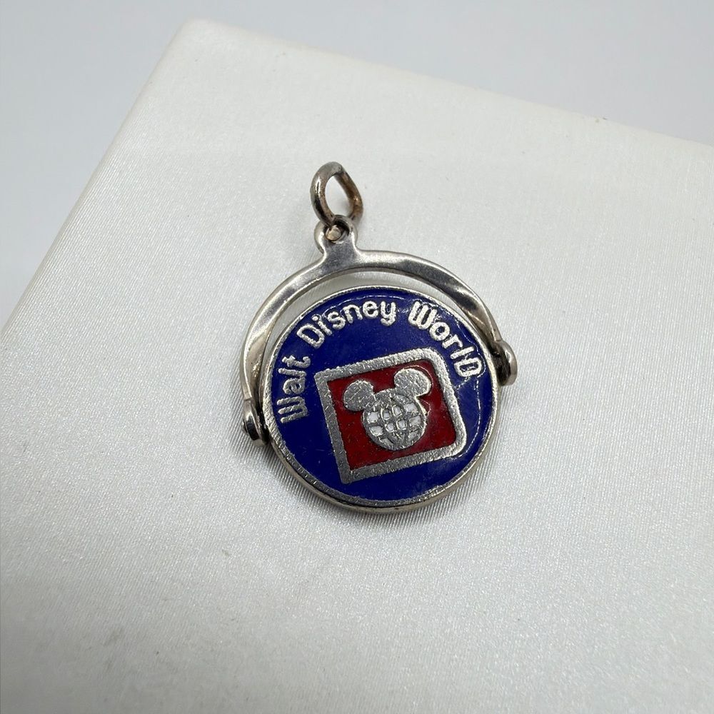Vintage Sterling Silver PLATED and Enamel Walt Disney World spinner charm!